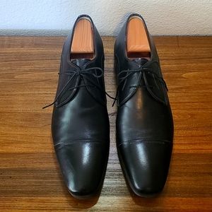 SANTONI 'Saxton' Cap Toe Derby Leather Shoes